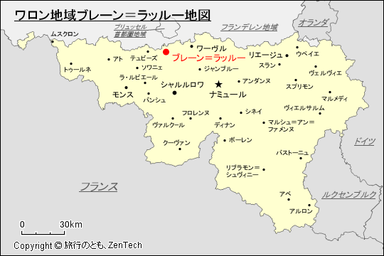 ワロン地域ブレーン=ラッルー地図