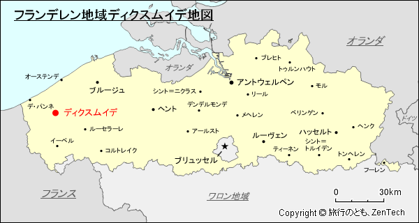 フランデレン地域ディクスムイデ地図