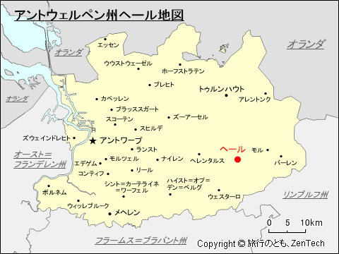 アントウェルペン州ヘール地図