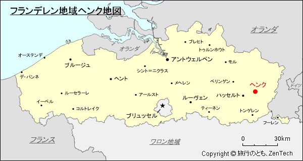 フランデレン地域ヘンク地図