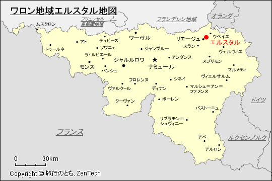 ワロン地域エルスタル地図