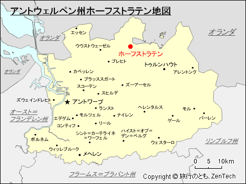 アントウェルペン州ホーフストラテン地図