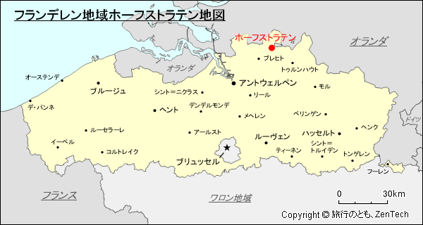 フランデレン地域ホーフストラテン地図