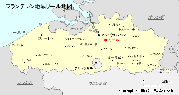 フランデレン地域リール地図