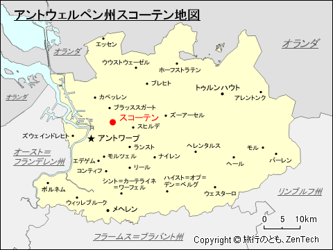 アントウェルペン州スコーテン地図