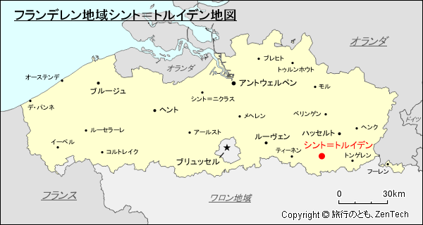 フランデレン地域シント=トルイデン地図