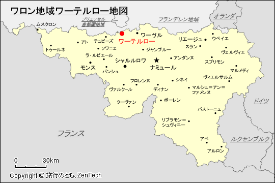 ワロン地域ワーテルロー地図