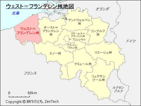 ウェスト=フランデレン州地図