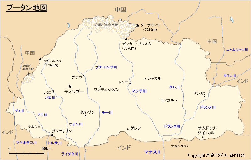 ブータン地図