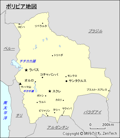 ボリビア地図 旅行のとも、ZenTech