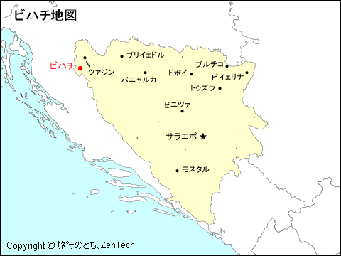 ボスニア・ヘルツェゴビナにおけるビハチ地図