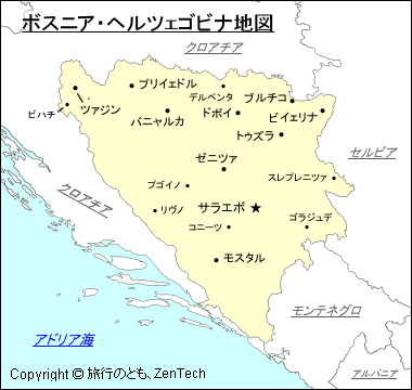 ボスニア・ヘルツェゴビナ地図