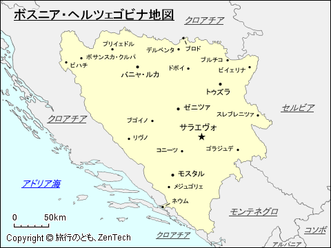 ボスニア・ヘルツェゴビナ地図