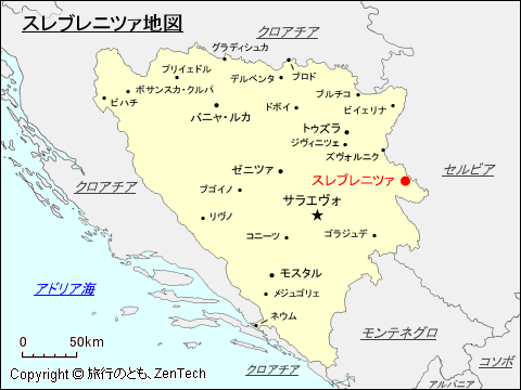 スレブレニツァ地図