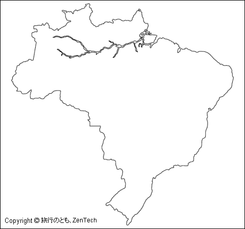 ブラジル白地図（中サイズ）