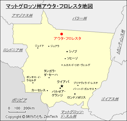 マットグロッソ州アウタ・フロレスタ地図