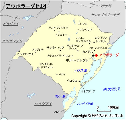 リオグランデ・ド・スル州アウボラーダ地図