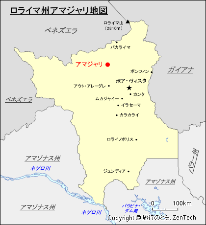 ロライマ州アマジャリ地図