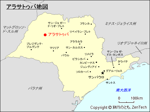 サンパウロ州アラサトゥバ地図