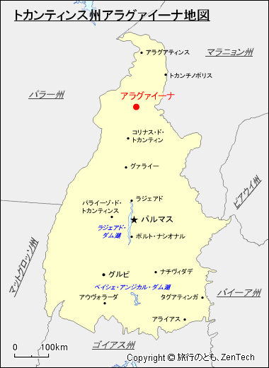 トカンティンス州アラグァイーナ地図