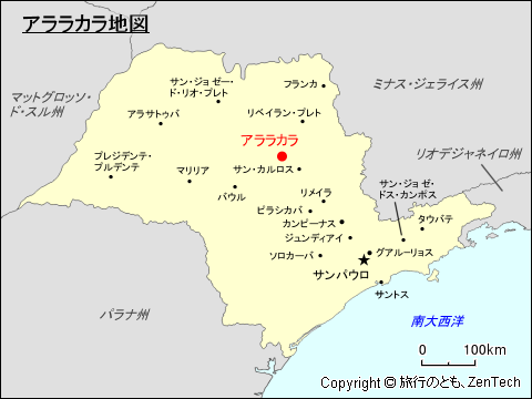 サンパウロ州アララカラ地図