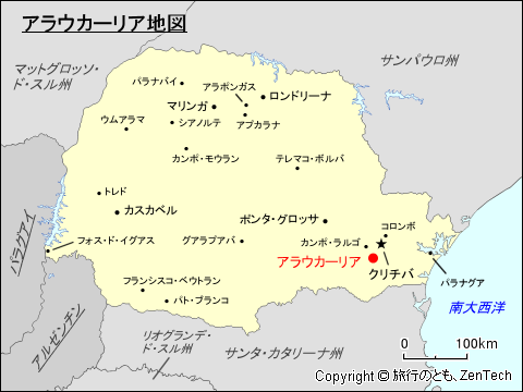 パラナ州アラウカーリア地図