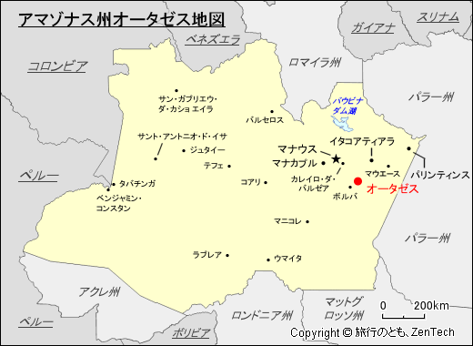 アマゾナス州オータゼス地図