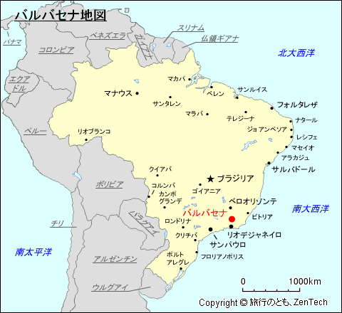 ブラジルにおけるバルバセナ地図