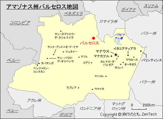 アマゾナス州バルセロス地図