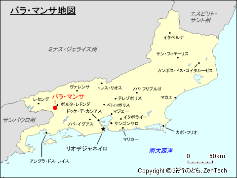 リオデジャネイロ州バラ・マンサ地図