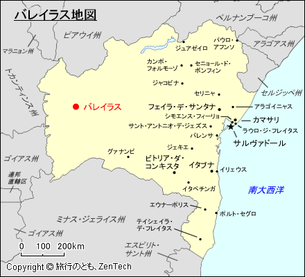 バイーア州バレイラス地図