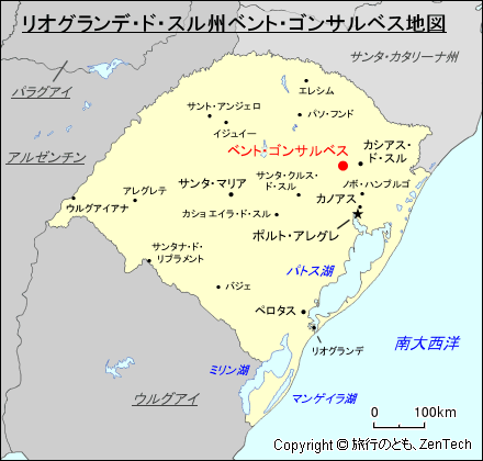 リオグランデ・ド・スル州ベント・ゴンサルベス地図