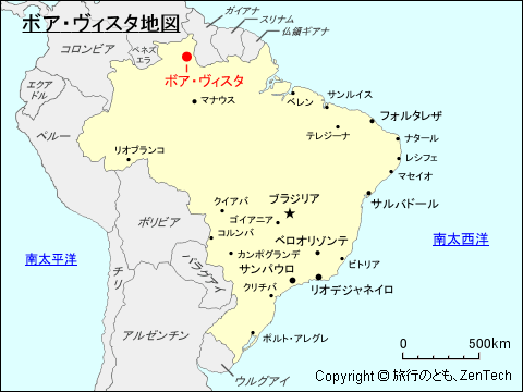 ブラジルにおけるボア・ヴィスタ地図