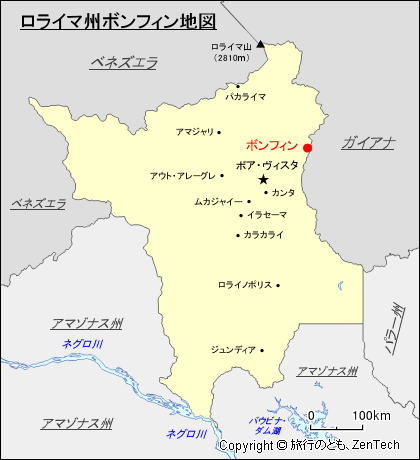 ロライマ州ボンフィン地図