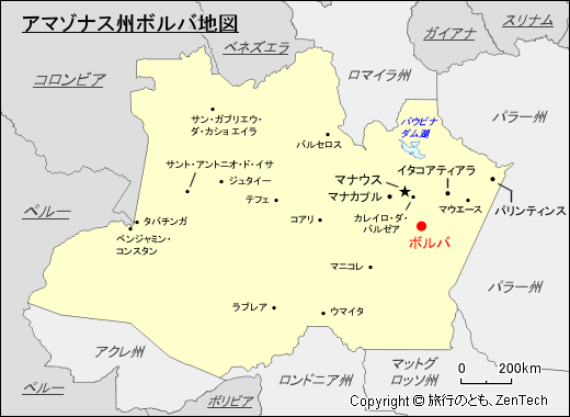 アマゾナス州ボルバ地図