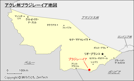 アクレ州ブラジレーイア地図