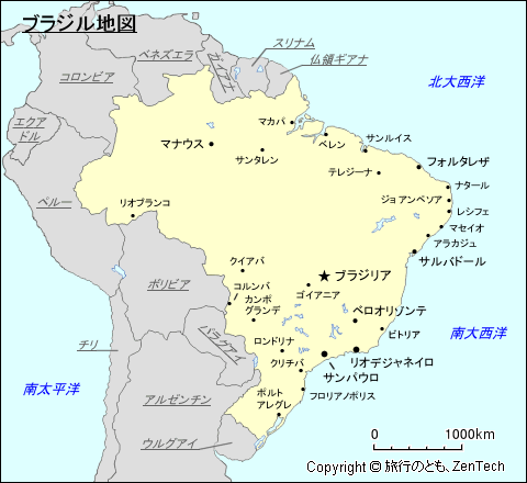 日本語版のブラジル地図