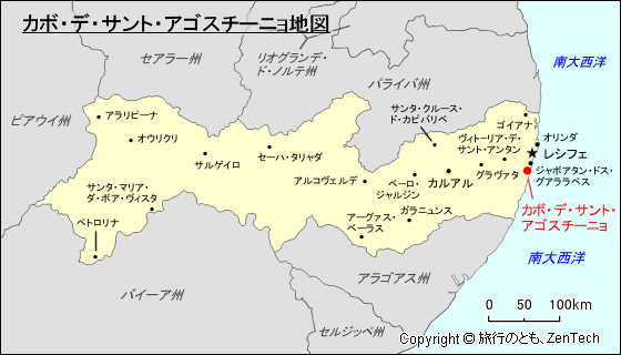 ペルナンブーコ州カボ・デ・サント・アゴスチーニョ地図