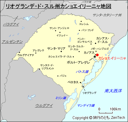 リオグランデ・ド・スル州カショエイリーニャ地図