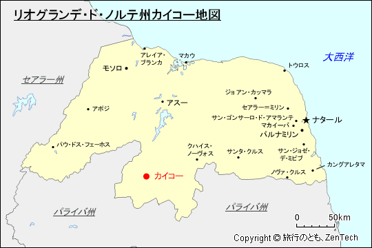 リオグランデ・ド・ノルテ州カイコー地図