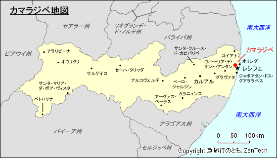 ペルナンブーコ州カマラジベ地図