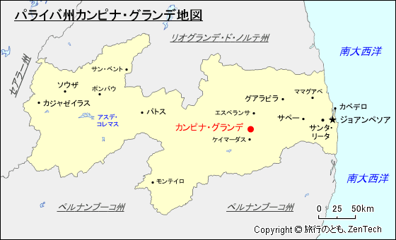 パライバ州カンピナ・グランデ地図