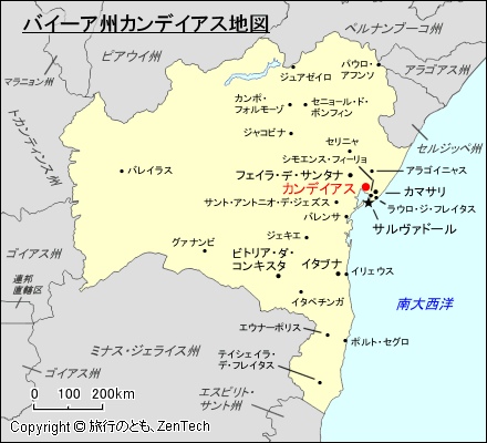 バイーア州カンデイアス地図