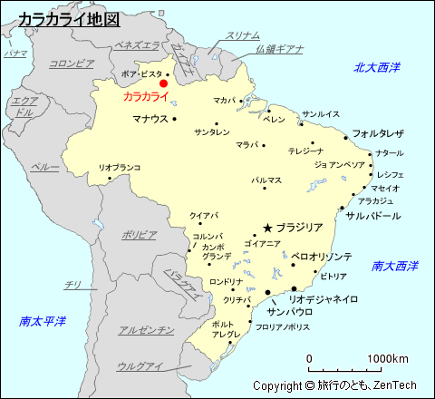 ブラジルにおけるカラカライ地図