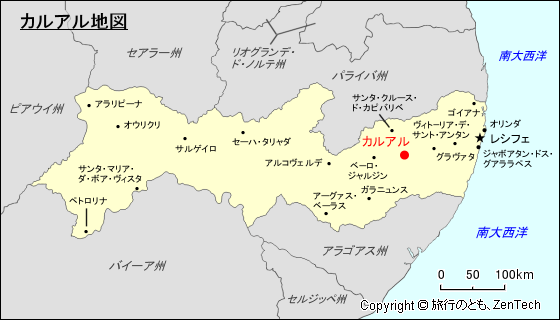 ペルナンブーコ州カルアル地図