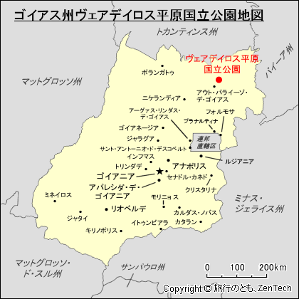 ゴイアス州ヴェアデイロス平原国立公園地図