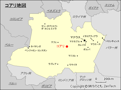 アマゾナス州コアリ地図