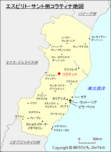 エスピリト・サント州コラティナ地図