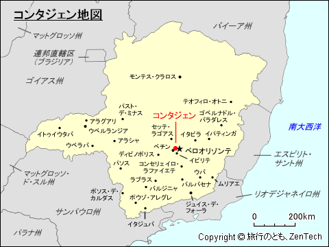 ミナス・ジェライス州コンタジェン地図