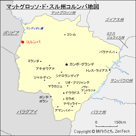 マットグロッソ・ド・スル州コルンバ地図